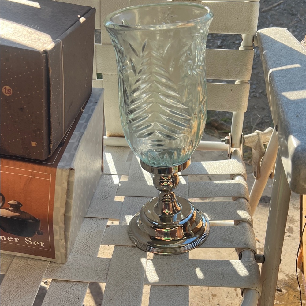 Glass and Silver Candle Holder